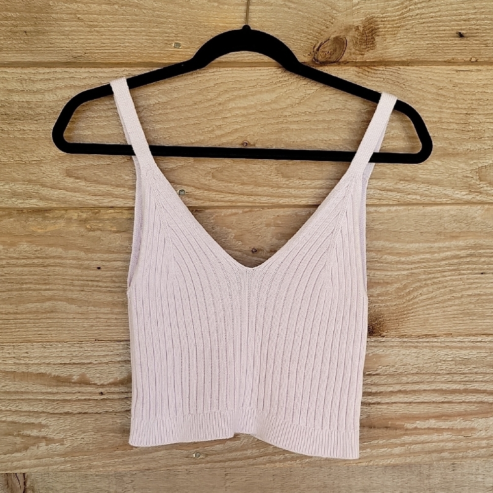 Aerie Size Large Pink Double Vneck Sweater Tank
